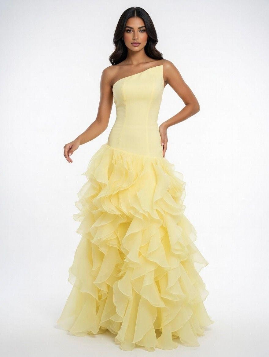 فستان الجوري شريط اصفر