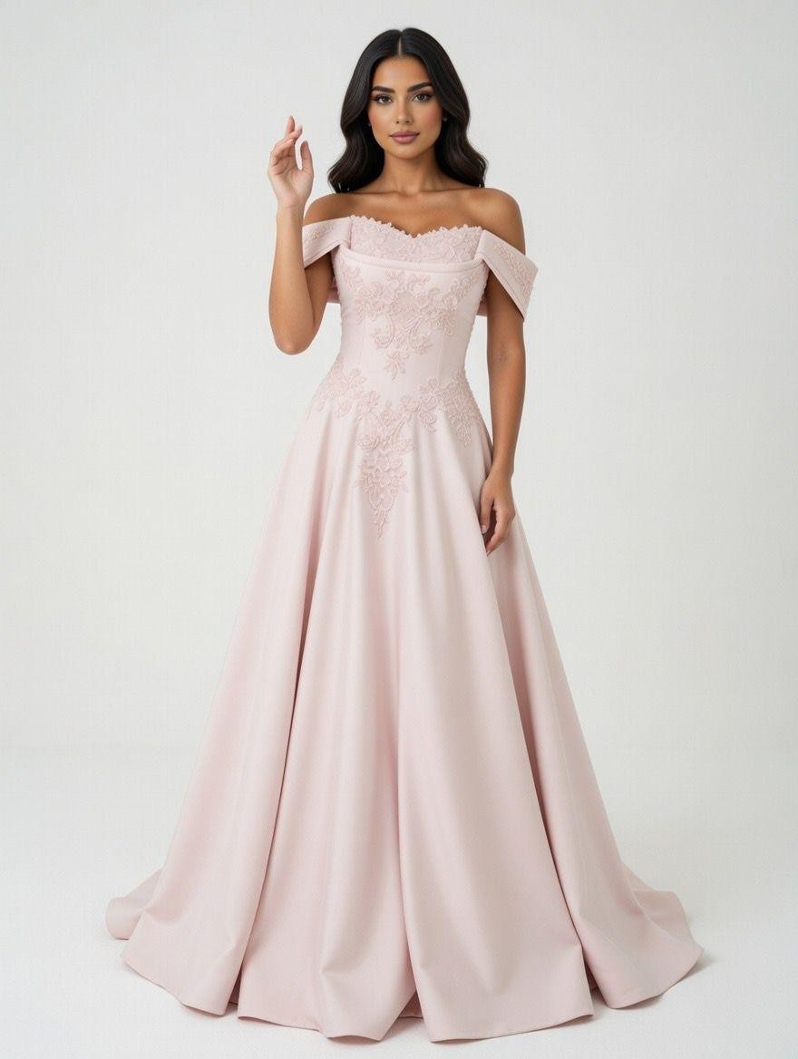 فستان السديم اوف شولدر وردي